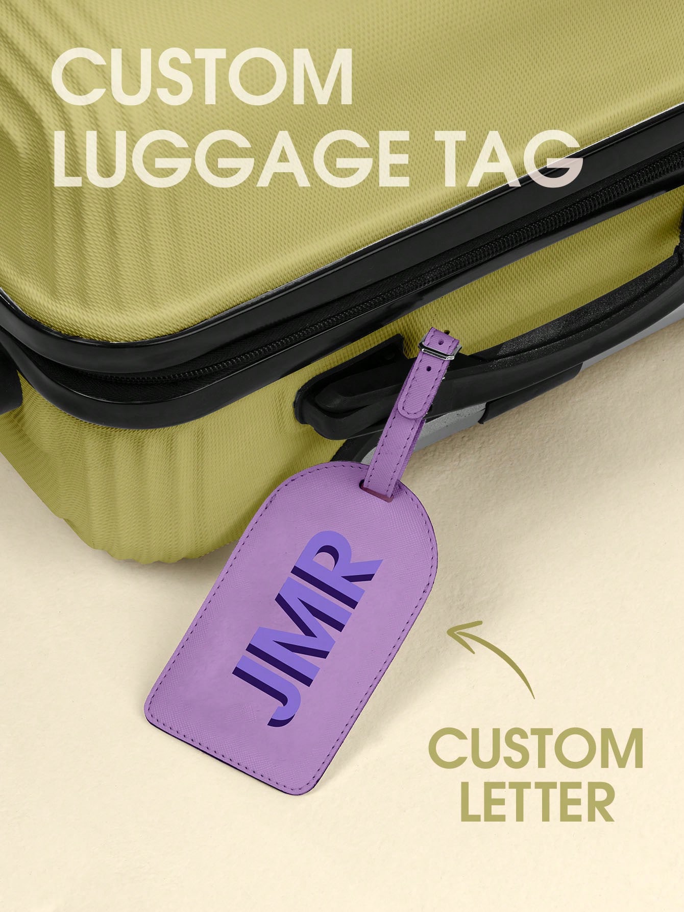 Wedding Packaging - パーソナライズされたイニシャルラゲッジタグ カスタムレターPUレザー旅行バッグタグ UVプリントスーツケースIDラベル 旅行ギフト 女性男性向け