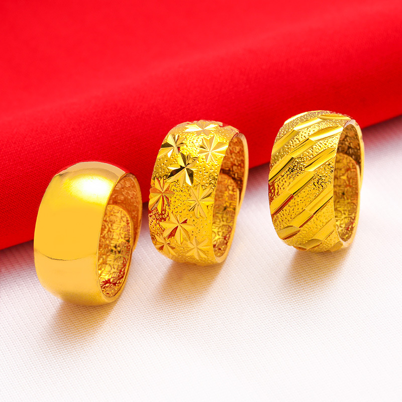 Wedding Zone - 男性用の大きな調節可能なリング,12mm,100% k,本物の金メッキリング,999 18k星,金属加工,輝く宝石