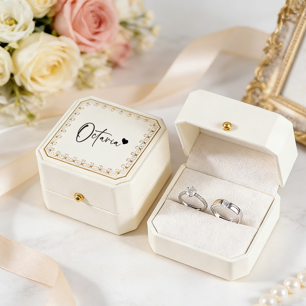 パーソナライズされたフェイクレザーリングボックス、ベルベット - Wedding Packaging のレビューと価格