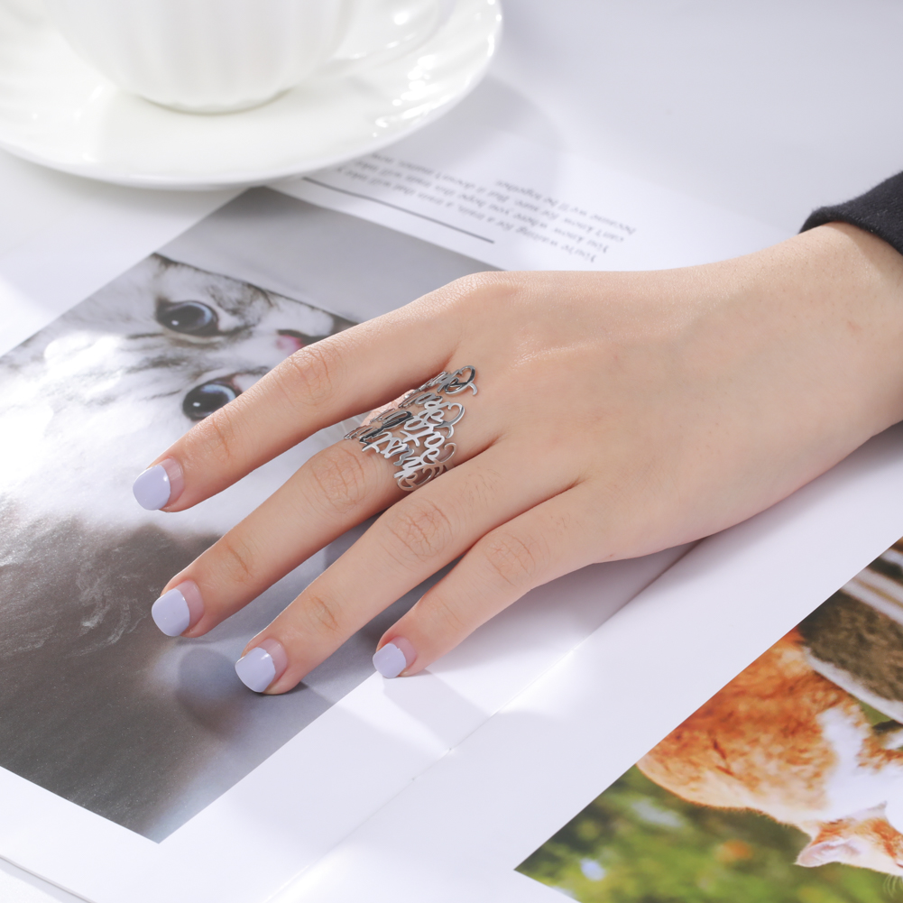 カスタムダブルネームリング女性男性用パーソナライズされたカッ - Wedding Zone のレビューと価格