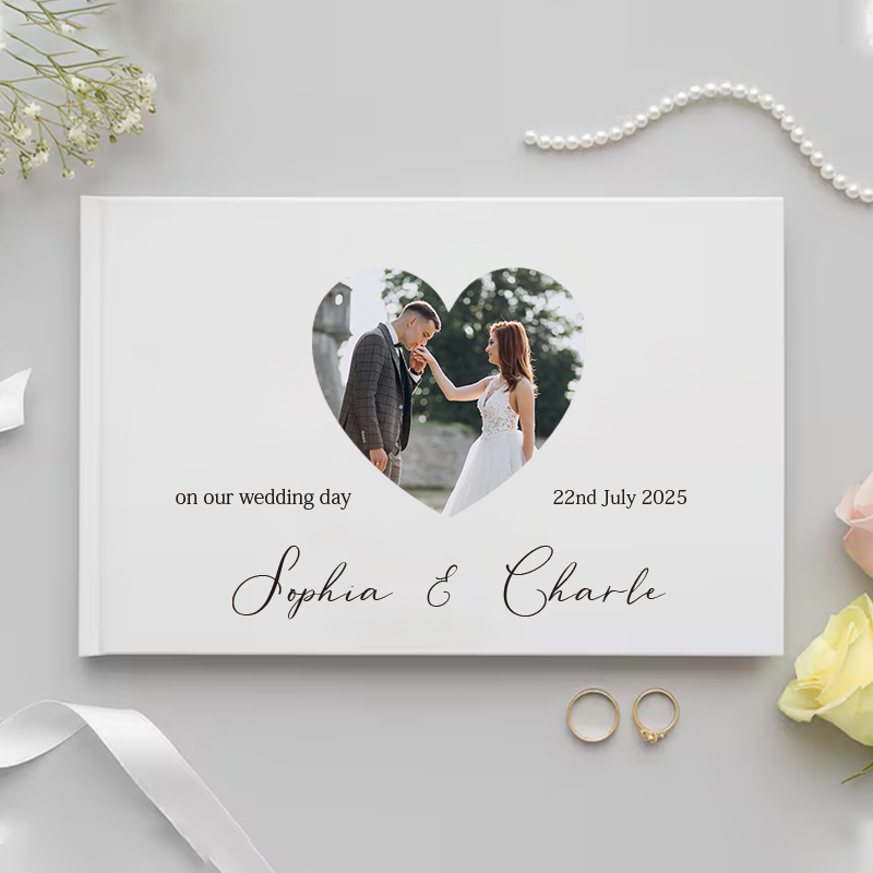 結婚祝い用のパーソナライズされたゲストブック ホワイトノーブ - Personalized Guest Book のレビューと価格