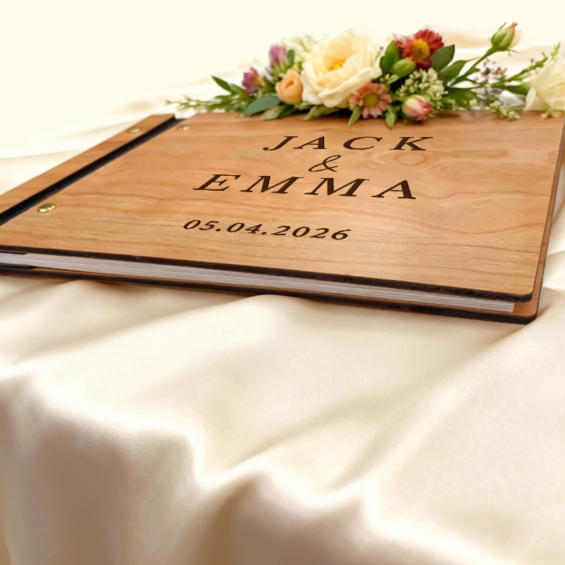 パーソナライズされた結婚式のゲストブック - 木製の結婚式の - Personalized Guest Book のレビューと価格