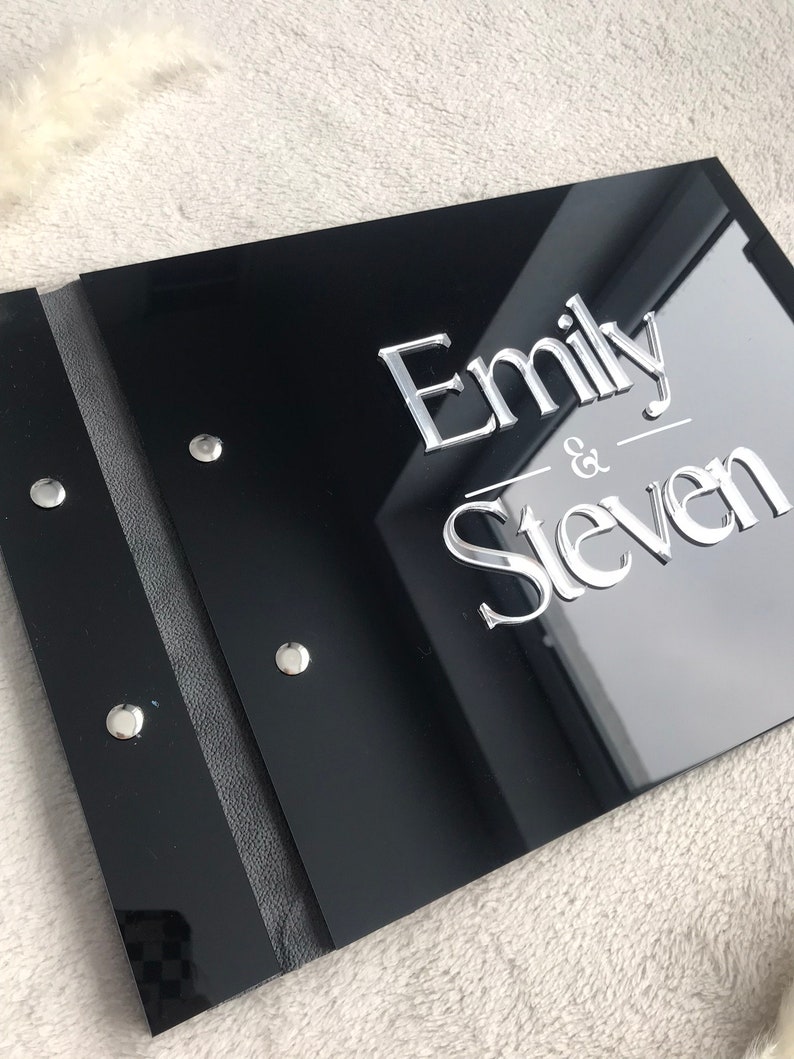 黒色アクリル製結婚式のゲストブック、カスタムパーティーゲスト - Personalized Guest Book のレビューと価格