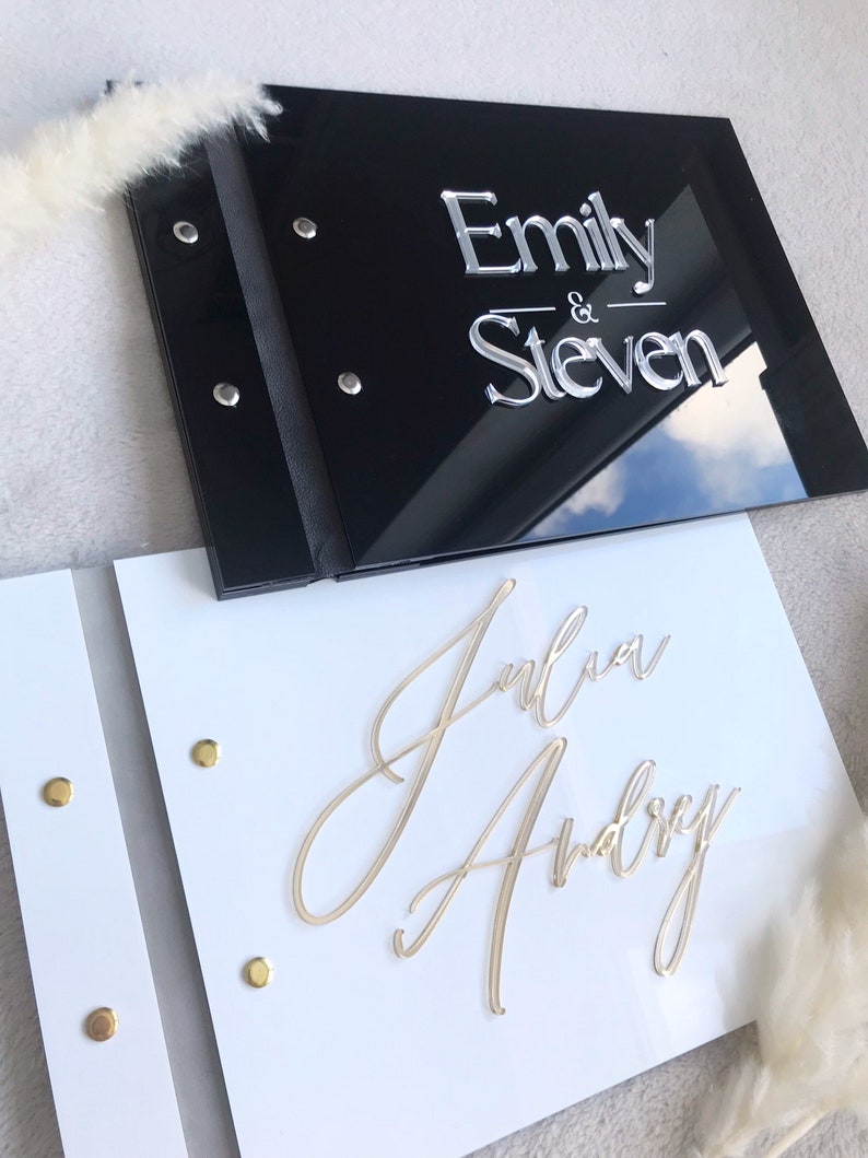 黒色アクリル製結婚式のゲストブック、カスタムパーティーゲスト - Personalized Guest Book のレビューと価格