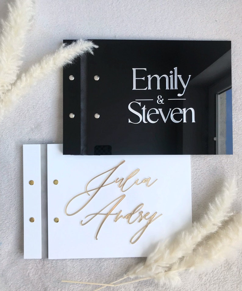 黒色アクリル製結婚式のゲストブック、カスタムパーティーゲスト - Personalized Guest Book のレビューと価格